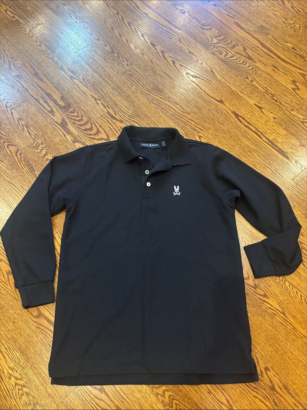 Psycho Bunny Black Long Sleeve Polo